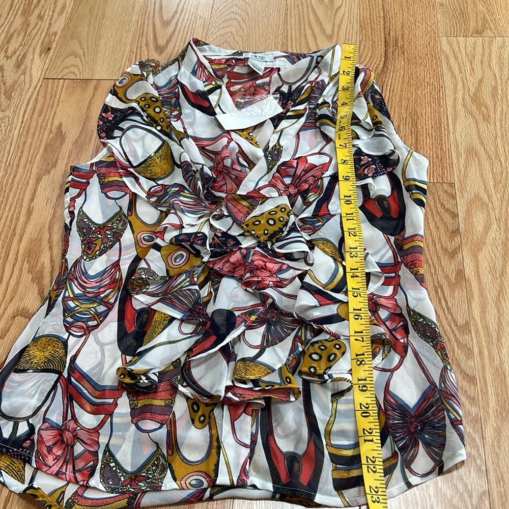 New! Cache small white multi ruffled front button… - image 6